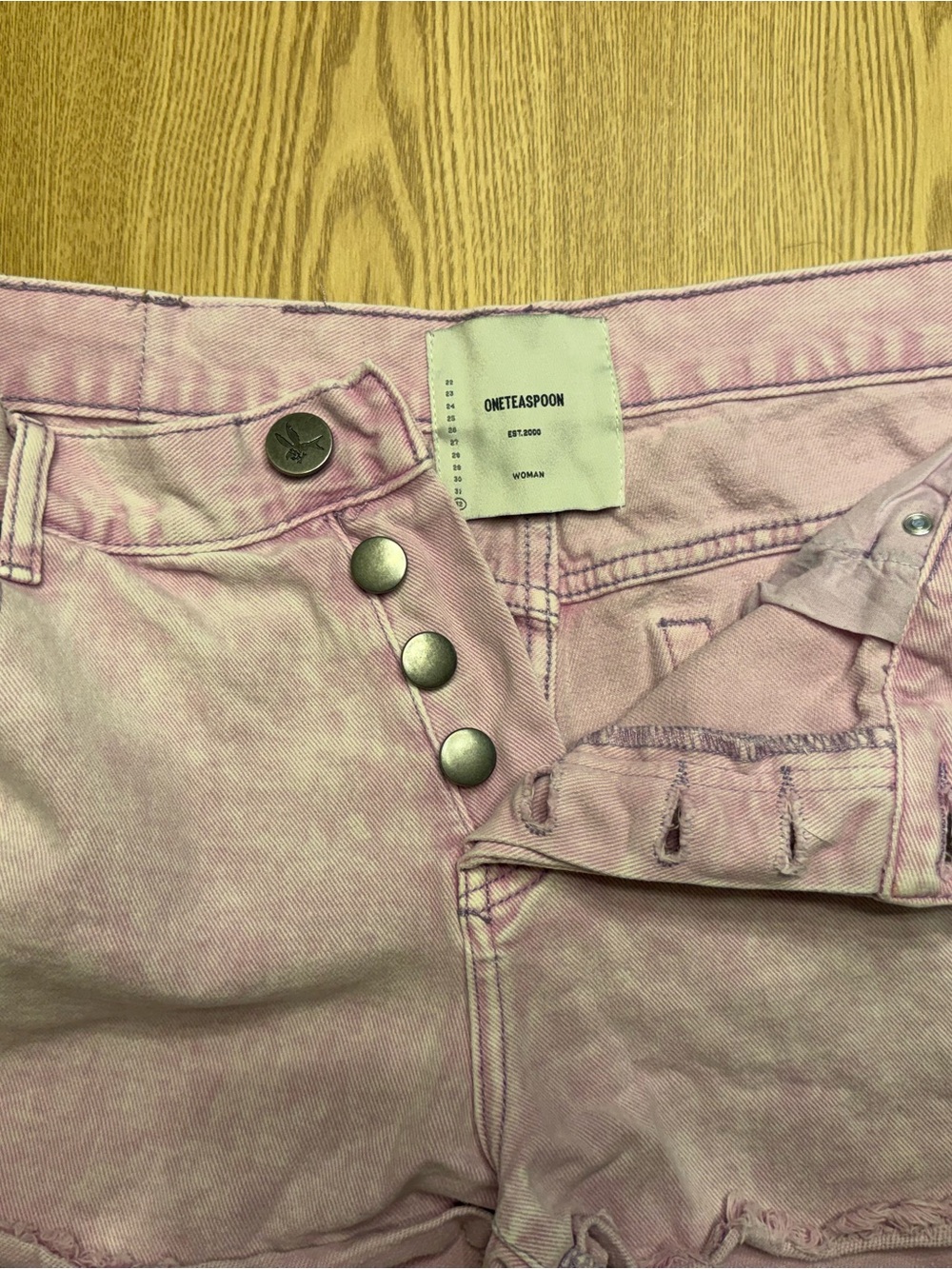 One Teaspoon Women's Pale Pink Button-Fly Boyfriend Jeans